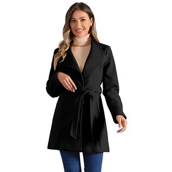 Women's Stand Collar Tie Waist Winter Classic Long Trenchcoat