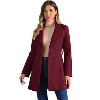 Women's Stand Collar Tie Waist Winter Classic Long Trenchcoat