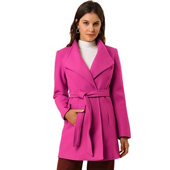 Women's Stand Collar Tie Waist Winter Classic Long Trenchcoat