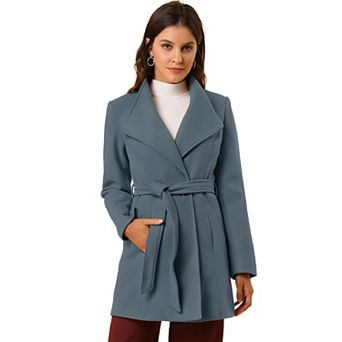 Women's Stand Collar Tie Waist Winter Classic Long Trenchcoat