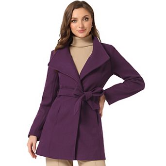 Women's Stand Collar Tie Waist Winter Classic Long Trenchcoat