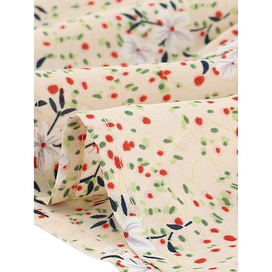 Women's Ruffle Floral Bow Tie Chiffon Short Sleeve Fit & Flare Dress