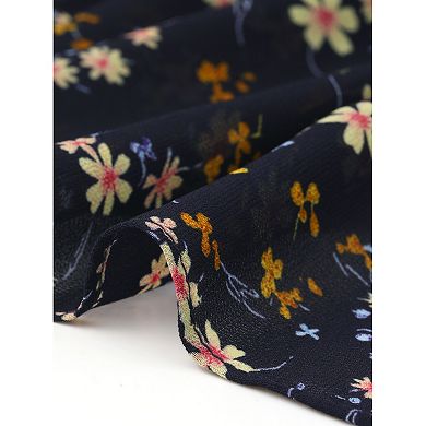 Women's Flutter Sleeves V Neck Smocked Waist Ruffle Floral Dresses