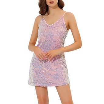 Women's Glitter Sparkle Adjustable Strap Prom Mini Sequin Dress