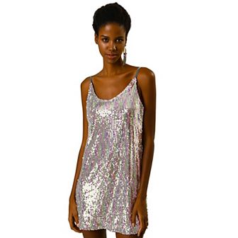 Women's Glitter Sparkle Adjustable Strap Prom Mini Sequin Dress