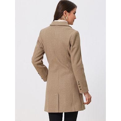 Women's Single Breasted Notched Lapel Mid Length Overcoat