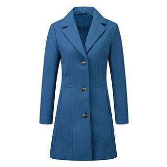 Women's Single Breasted Notched Lapel Mid Length Overcoat