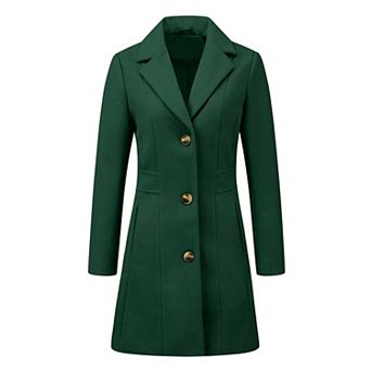 Women's Single Breasted Notched Lapel Mid Length Overcoat