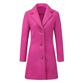 Women's Single Breasted Notched Lapel Mid Length Overcoat