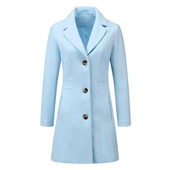 Women's Single Breasted Notched Lapel Mid Length Overcoat