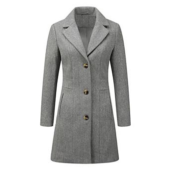 Women's Single Breasted Notched Lapel Mid Length Overcoat