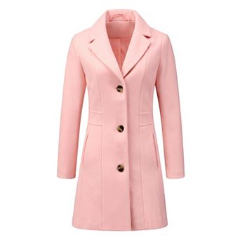 Women's Single Breasted Notched Lapel Mid Length Overcoat