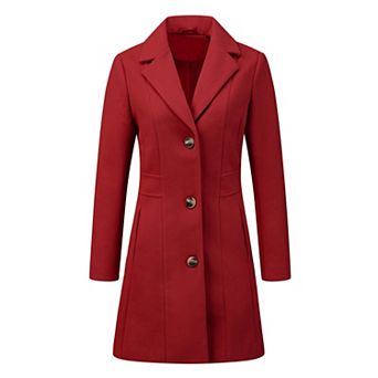 Women's Single Breasted Notched Lapel Mid Length Overcoat