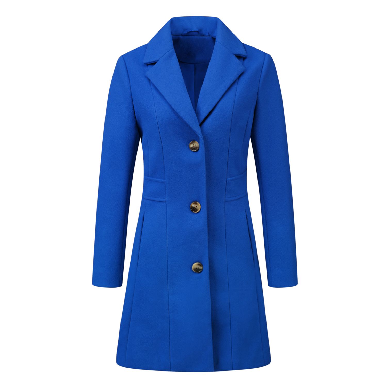 Women's Single Breasted Notched Lapel Mid Length Overcoat