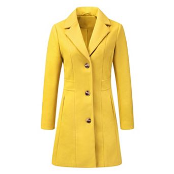 Women's Single Breasted Notched Lapel Mid Length Overcoat
