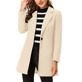 Women's Classic Notched Lapel Long Sleeves Long Overcoat
