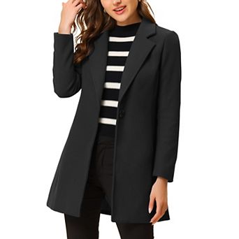 Women's Classic Notched Lapel Long Sleeves Long Overcoat