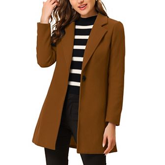 Women's Classic Notched Lapel Long Sleeves Long Overcoat