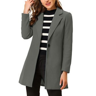 Women's Classic Notched Lapel Long Sleeves Long Overcoat