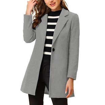 Women's Classic Notched Lapel Long Sleeves Long Overcoat