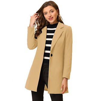 Women's Classic Notched Lapel Long Sleeves Long Overcoat