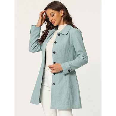 Women's Peter Pan Collar Single Breasted Winter Overcoat