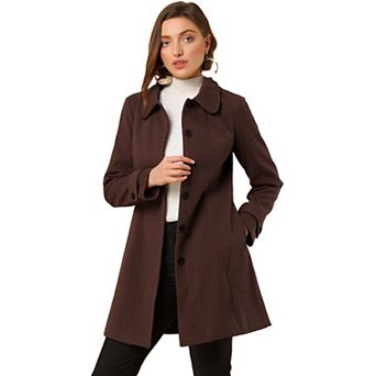 Women's Peter Pan Collar Single Breasted Winter Overcoat