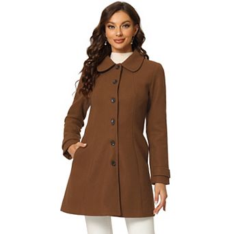 Women's Peter Pan Collar Single Breasted Winter Overcoat