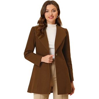 Women's Shawl Collar Button Casual Long Overcoat