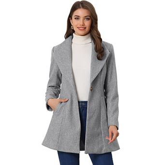 Women's Shawl Collar Button Casual Long Overcoat