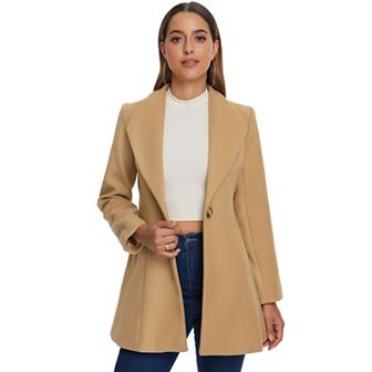Women's Shawl Collar Button Casual Long Overcoat