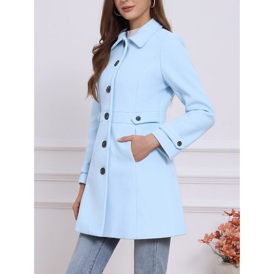 Women's Classic Single Breasted Winter Long Trenchcoat with Pockets