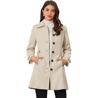 Women's Classic Single Breasted Winter Long Trenchcoat with Pockets