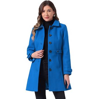 Women's Classic Single Breasted Winter Long Trenchcoat with Pockets