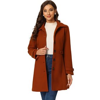 Women's Classic Single Breasted Winter Long Trenchcoat with Pockets