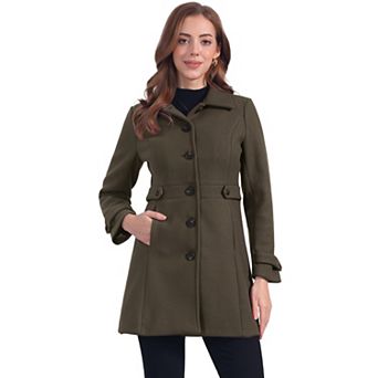 Women's Classic Single Breasted Winter Long Trenchcoat with Pockets