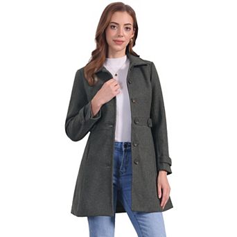 Women's Classic Single Breasted Winter Long Trenchcoat with Pockets