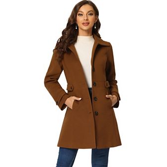 Women's Classic Single Breasted Winter Long Trenchcoat with Pockets