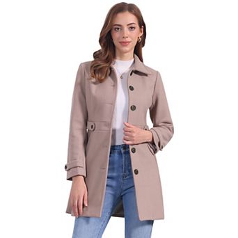 Women's Classic Single Breasted Winter Long Trenchcoat with Pockets