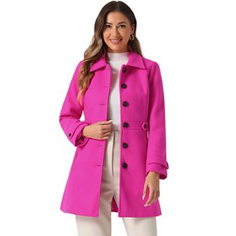 Women's Classic Single Breasted Winter Long Trenchcoat with Pockets