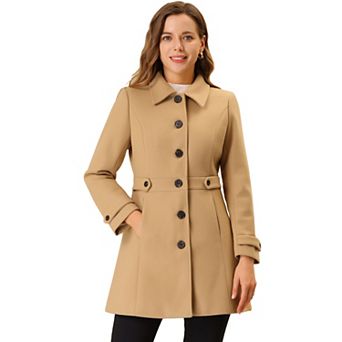 Women's Classic Single Breasted Winter Long Trenchcoat With Pockets