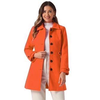 Women's Classic Single Breasted Winter Long Trenchcoat with Pockets