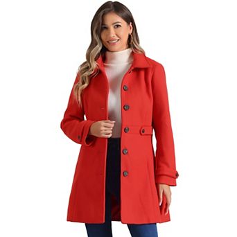 Women's Classic Single Breasted Winter Long Trenchcoat with Pockets