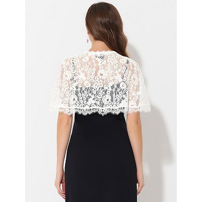 Cape Bolero Jackets For Dresses Women's Lace Cape Cloak Wrap For