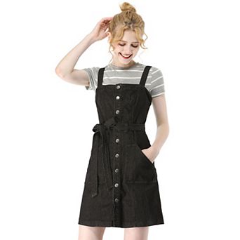 Women's Spring Summer Adjustable Strap A-line Jeans Denim Dress