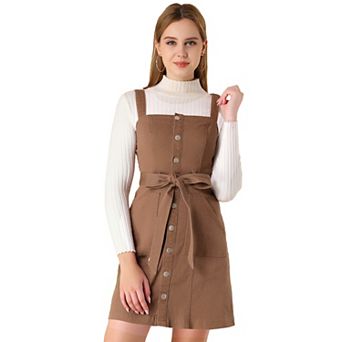 Women's Spring Summer Adjustable Strap A-line Jeans Denim Dress