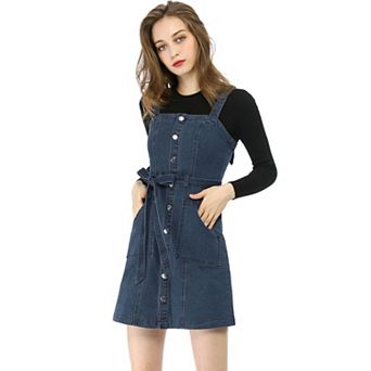 Women's Spring Summer Adjustable Strap A-line Jeans Denim Dress