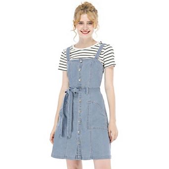 Women's Spring Summer Adjustable Strap A-line Jeans Denim Dress