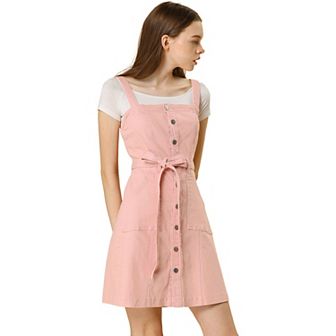 Women's Spring Summer Adjustable Strap A-line Jeans Denim Dress