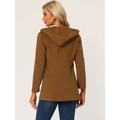 Women's Casual Toggle Duffle Coat Hoodie Zipper Winter